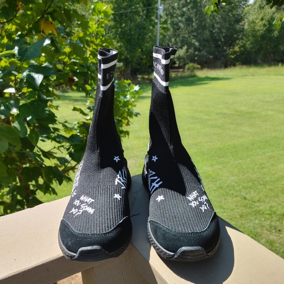 JOHN RICHMOND WOMENS SOCK FIT HI TOP SNEAKER IN BLACK, 36 - Picture 6 of 16